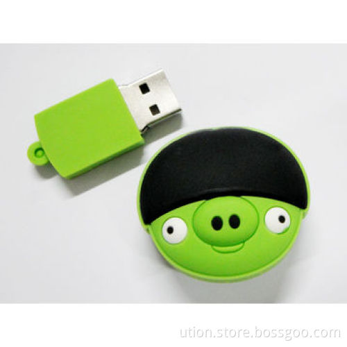 1 to 32GB USB Flash Drive with Cartoon Pig Design and Supports USB 2.0 Interface, Free Logo